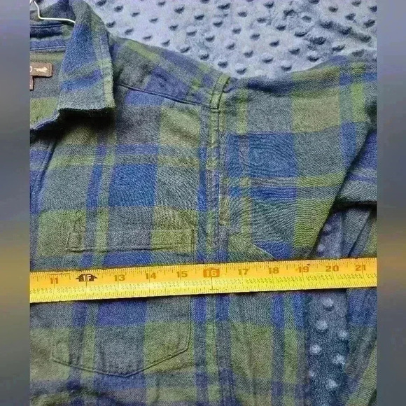Toad&CO blue and green small  womens long sleeve button up flannel - Picture 7 of 8